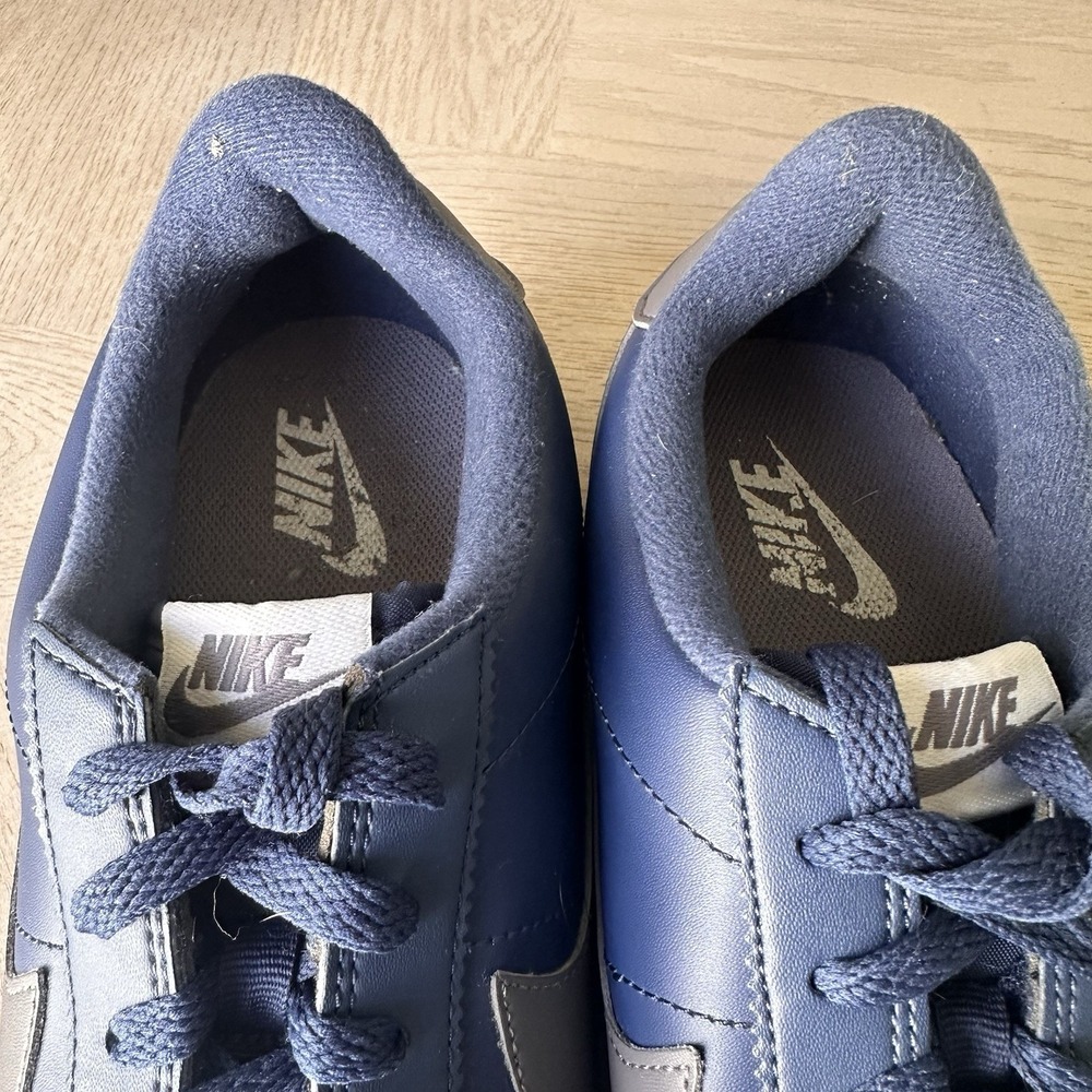Nike Mens 11 Cortez Basic Leather Navy Blue Gun smoke Gray Sneaker 819719-400 - Picture 6 of 10